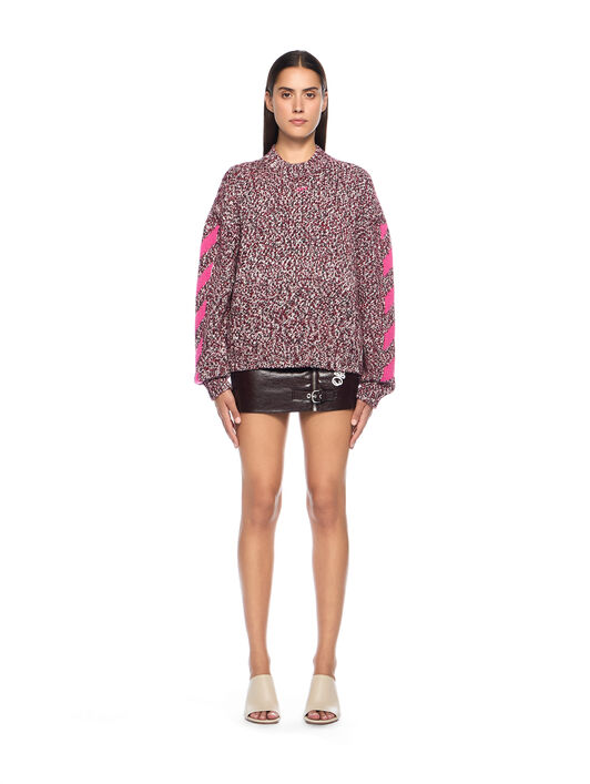 OFF WHITE Mouline Arrow Knit Crewneck Sweater RED DAHLIA-FUCHSIA OWHE10JF25KNI001