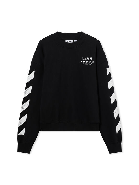LAB L/AB Diagonal Crewneck Sweatshirt BLACK 44LABF26K052