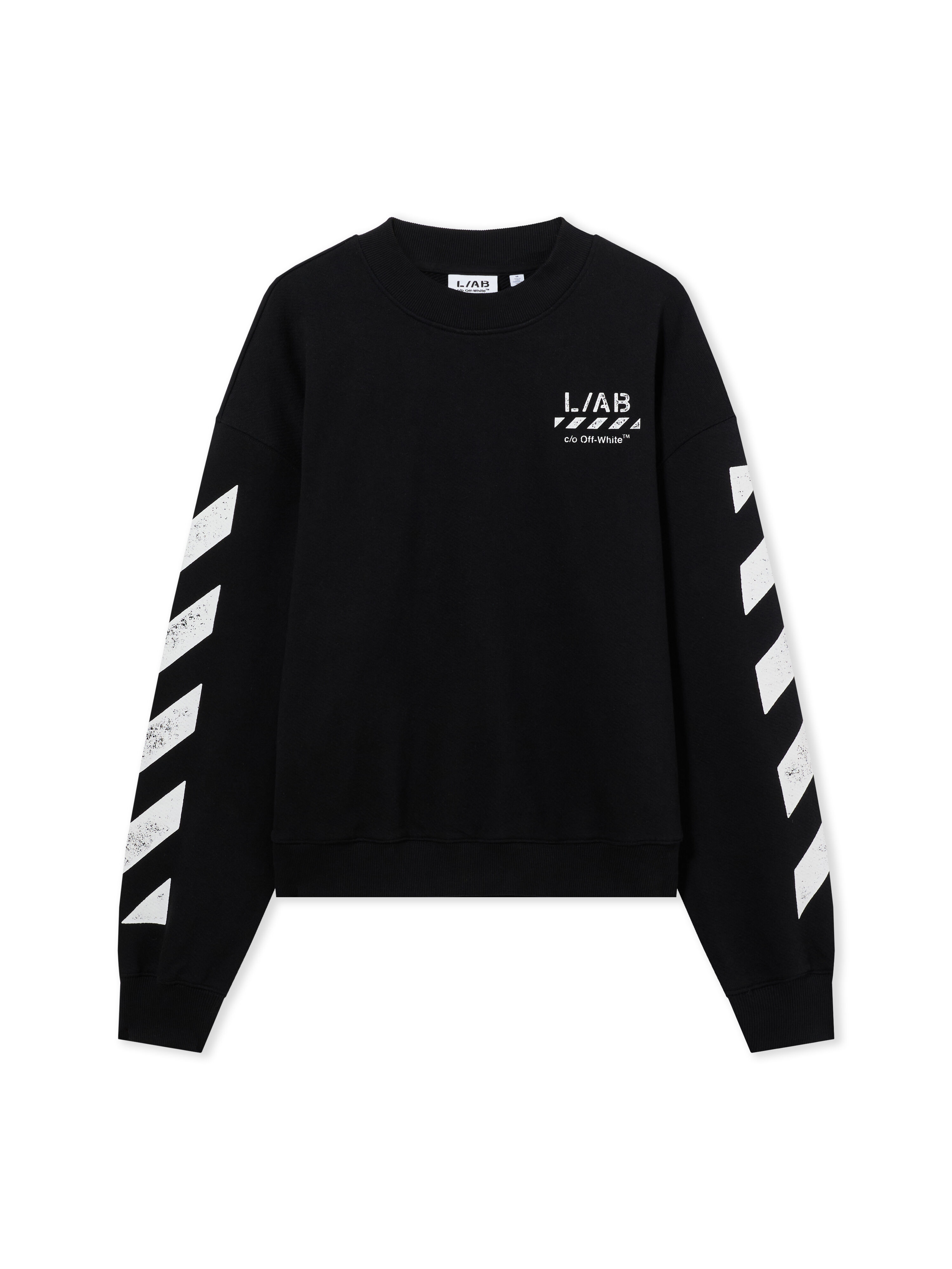 LAB L/AB Diagonal Crewneck Sweatshirt BLACK 44LABF26K052