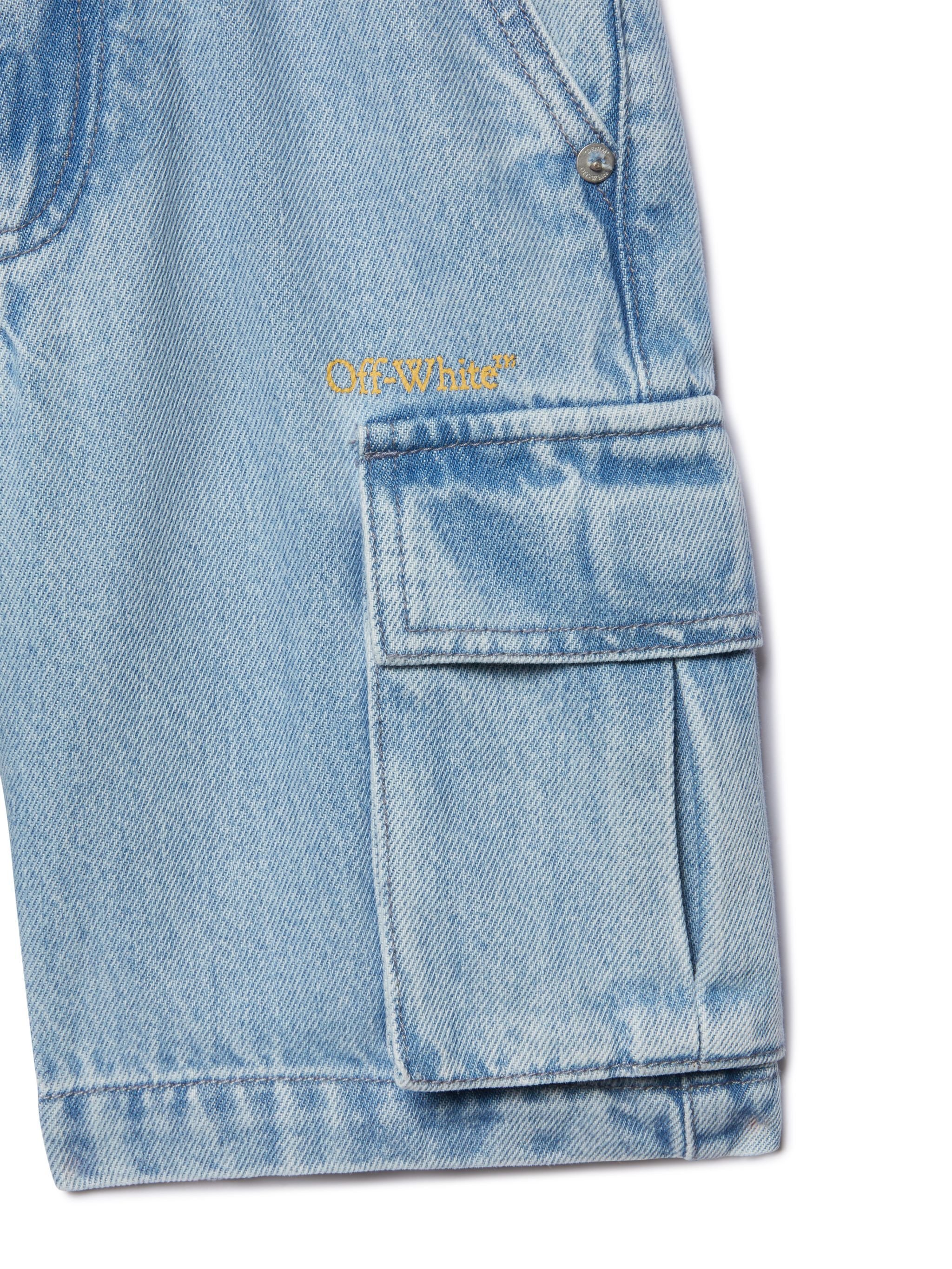 OFF WHITE Diagonal Bookish Cargo Shorts BLUE OBYC002S25DEN002