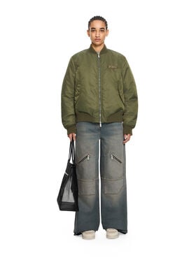 OFF WHITE Off-White Embroidered Nylon Bomber Jacket Beech-Beech 2EH032S26FAB001