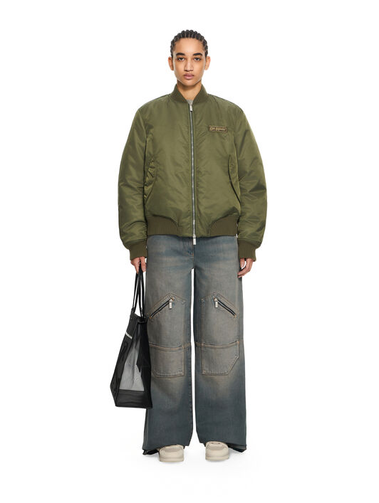 OFF WHITE Off-White Embroidered Nylon Bomber Jacket Beech-Beech 2EH032S26FAB001