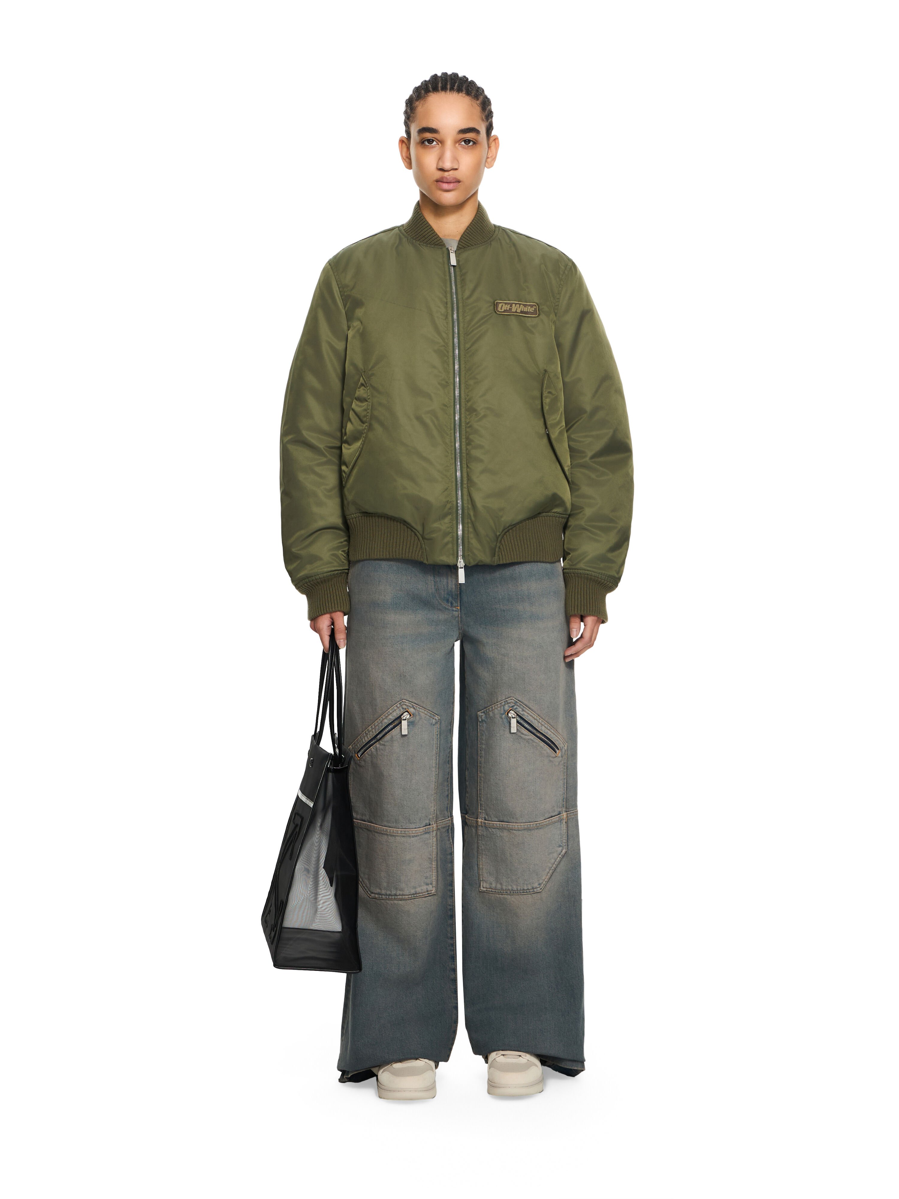 OFF WHITE Off-White Embroidered Nylon Bomber Jacket Beech-Beech 2EH032S26FAB001