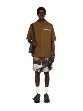 OFF WHITE Scribble Arrow Poplin Shirt BEECH - WHITE OMGG01FF25FAB004
