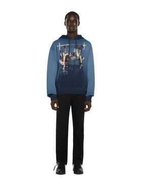 OFF WHITE Ripped Narciso Regular Hoodie CLOUD BLU GRAPHITE 44MBB12NF26F00A