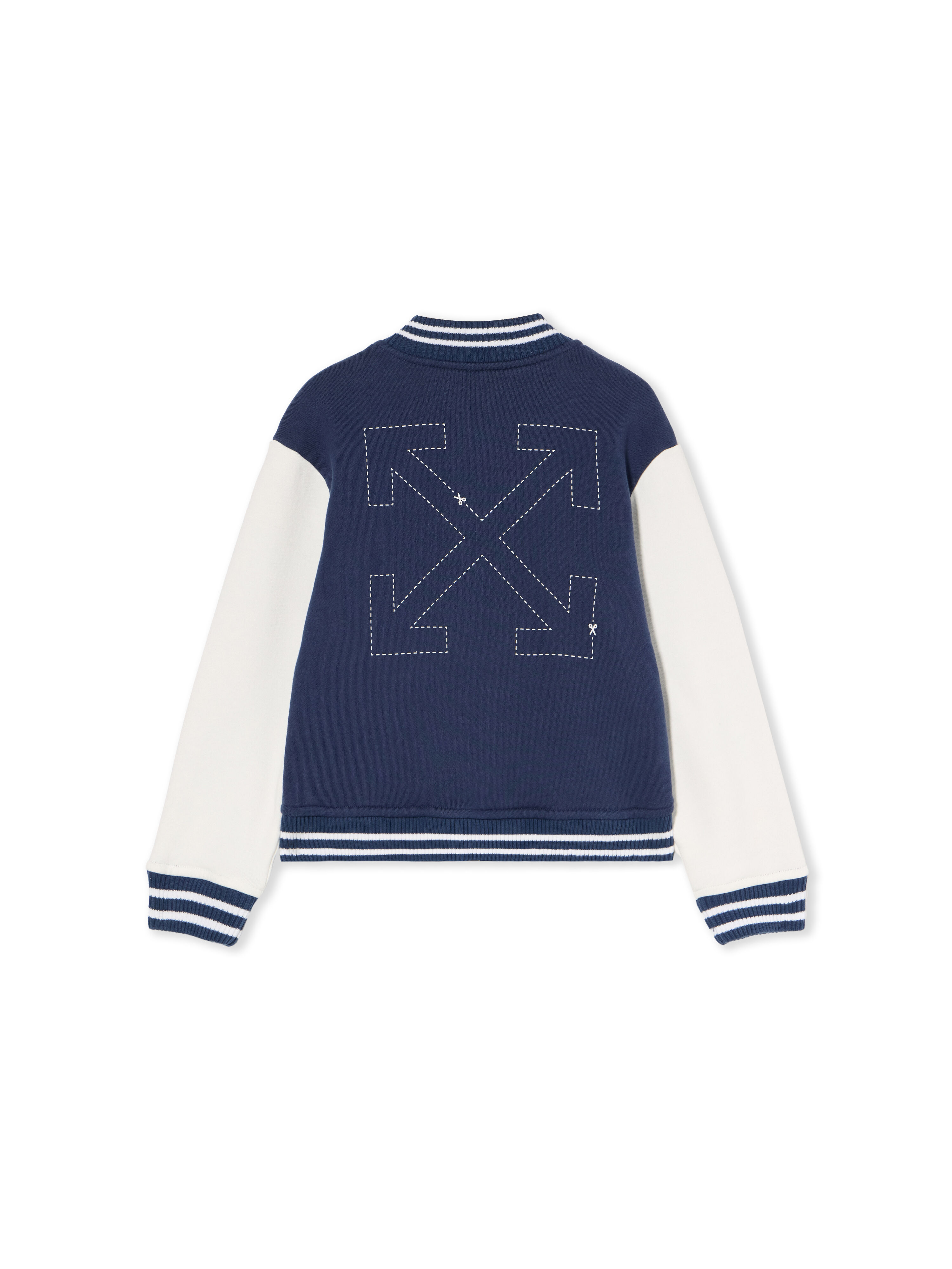 OFF WHITE Arrow Dotline Varsity Jacket NAVY BLUE - WHITE OBEH004F25FLE001