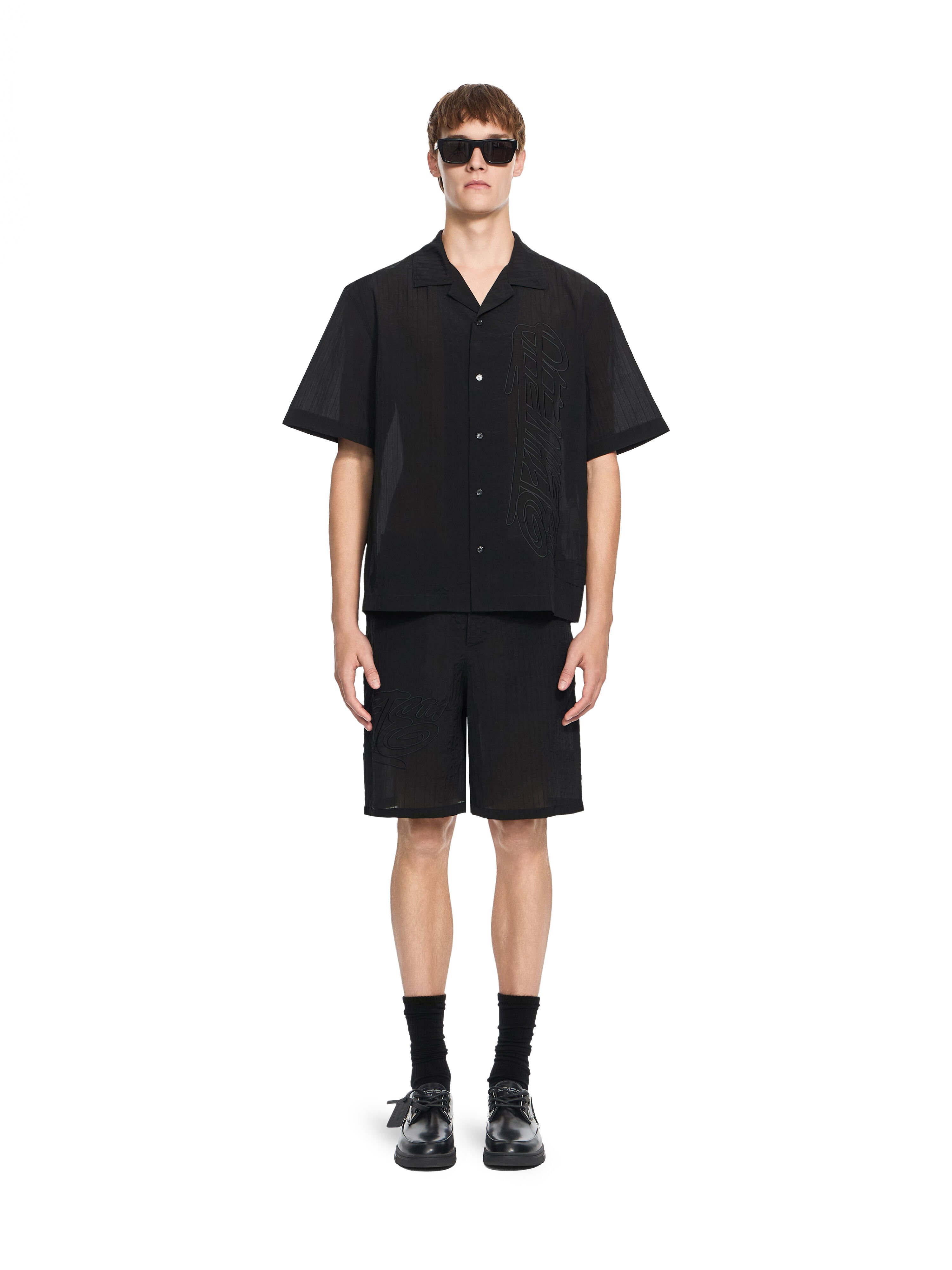 OFF WHITE Handstyle Logo Organza Bowling Shirt BLACK 44MGG01QF26F003