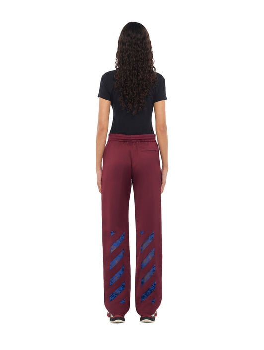 OFF WHITE Diag Lace Satin Track Pants Rumba Red Nautical Blue 2FH00861B