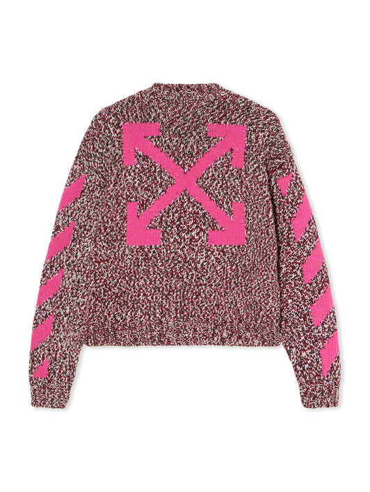 OFF WHITE Mouline Arrow Knit Crewneck Sweater RED DAHLIA-FUCHSIA OWHE10JF25KNI001