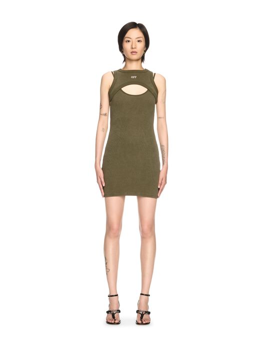 OFF WHITE Green Stamp Ribbed Cut-Out Dress GREEN OWDB496S25JER002