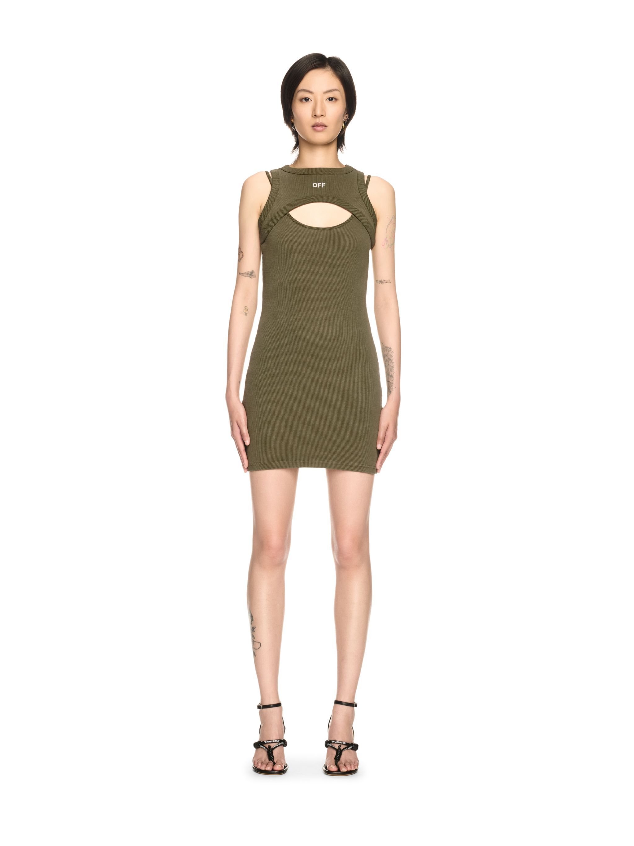OFF WHITE Green Stamp Ribbed Cut-Out Dress GREEN OWDB496S25JER002