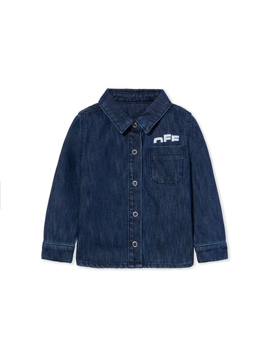 Type Logo Denim Shirt OFF WHITE Type Logo Denim Shirt INDIGO - WHITE OBDX001F25DEN001