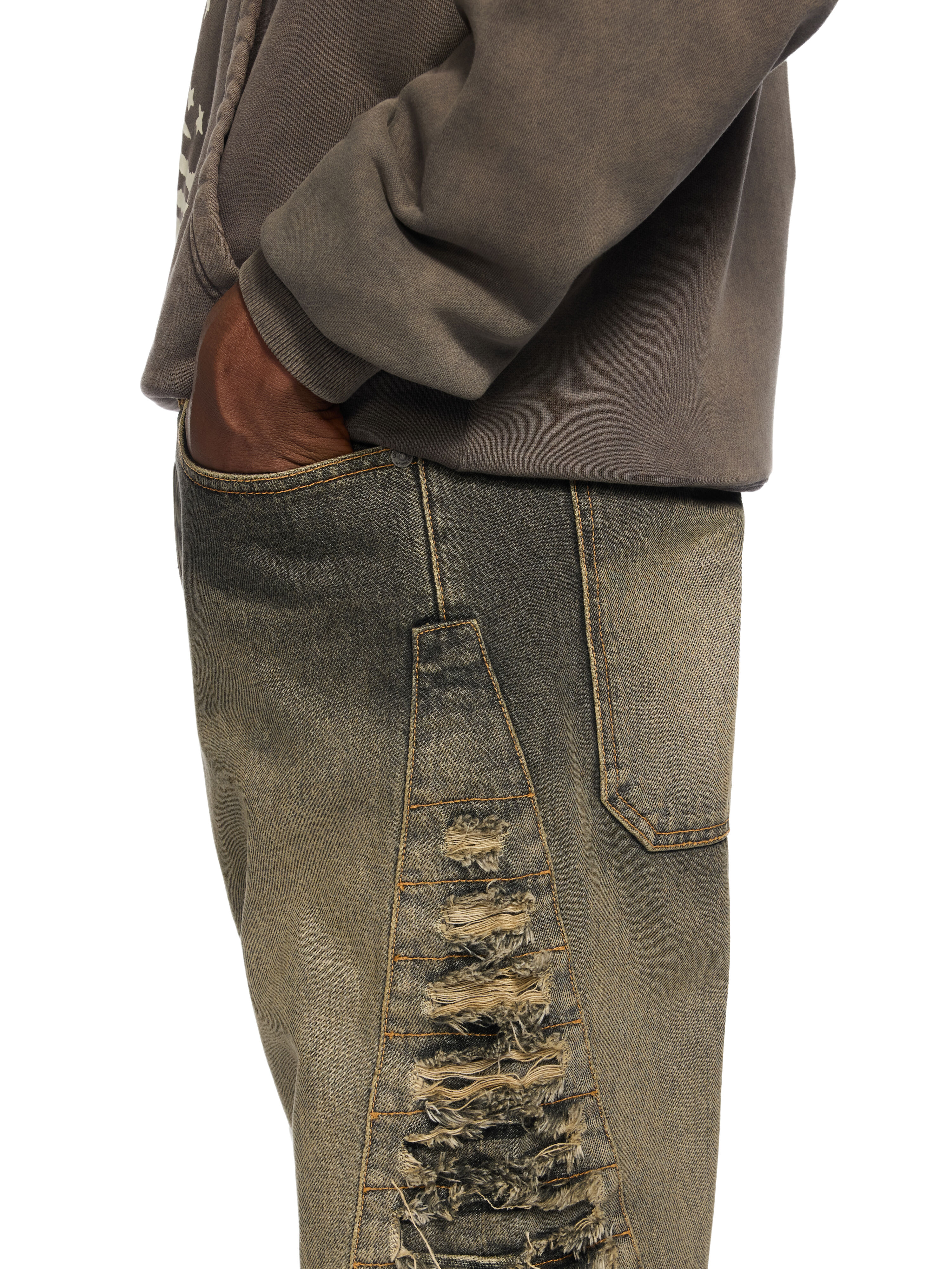 OFF WHITE Side Distressed Jeans BLACK DIRTY TEAL OMYA19AW25DEN001