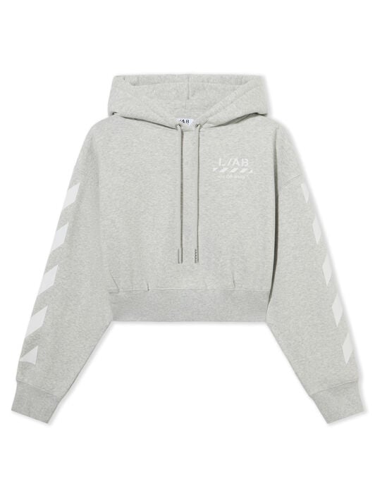 LAB L/AB Arrows OFF Crop Hoodie Medium Heather Grey LABF2639B00104T