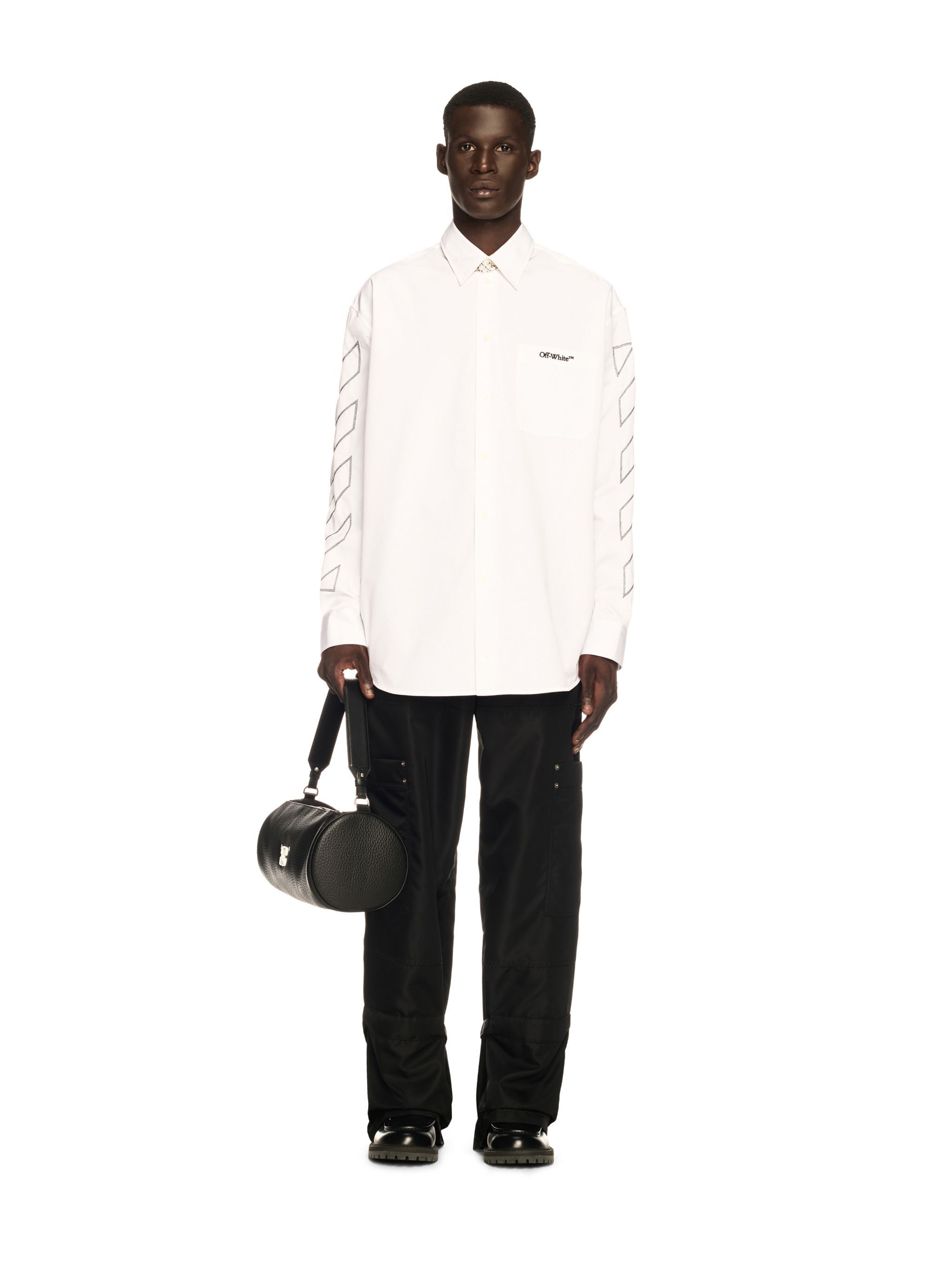 OFF WHITE White Diagonal Outline Overshirt WHITE OMGE004S25FAB002