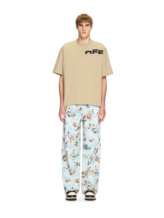 OFF WHITE Beiges Asymmetrisches T-Shirt NEUTRAL OMAA120S25JER00B