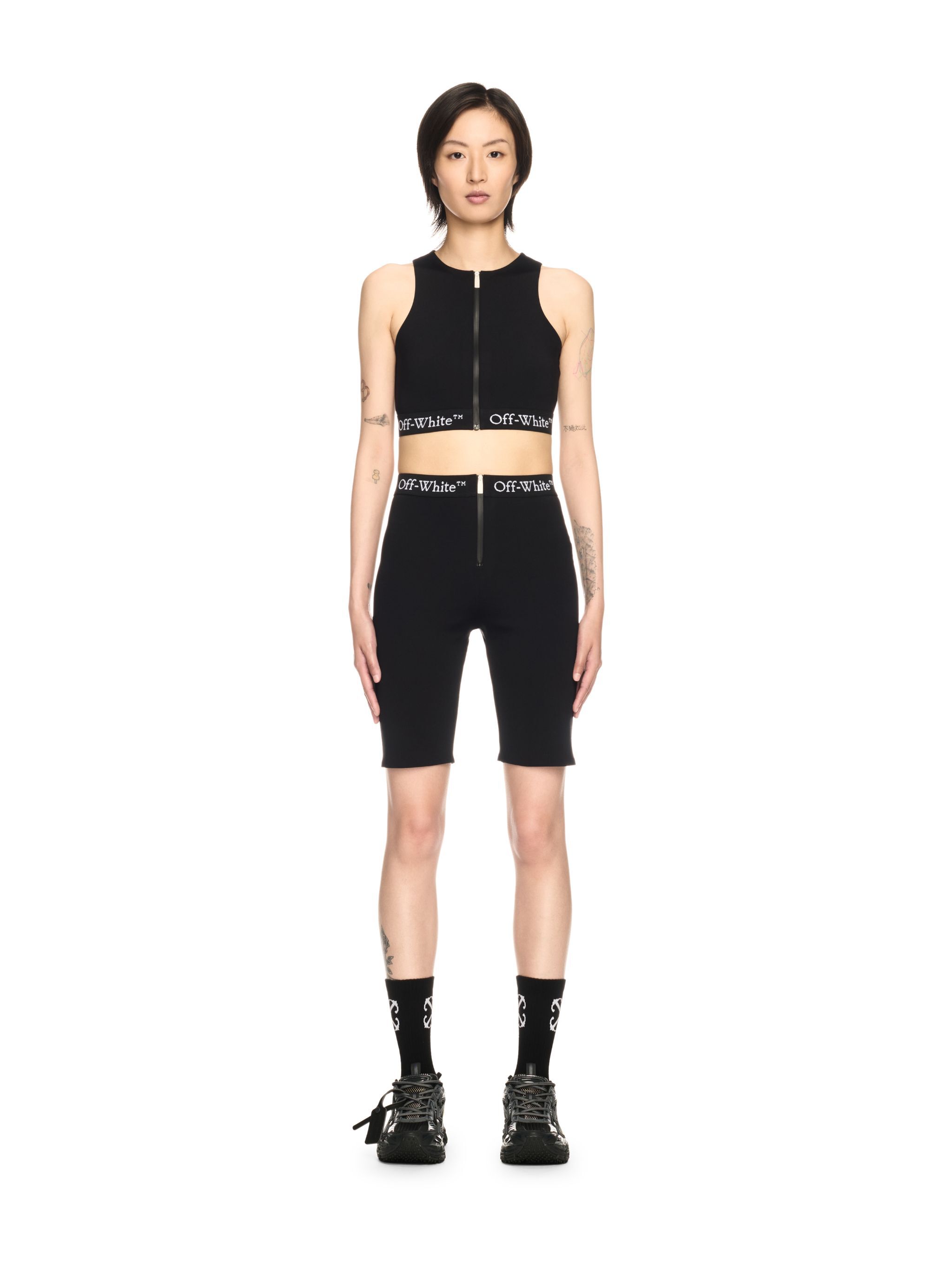 OFF WHITE Black Logo Band Zip Rowing Top BLACK OWVO056S25JER001