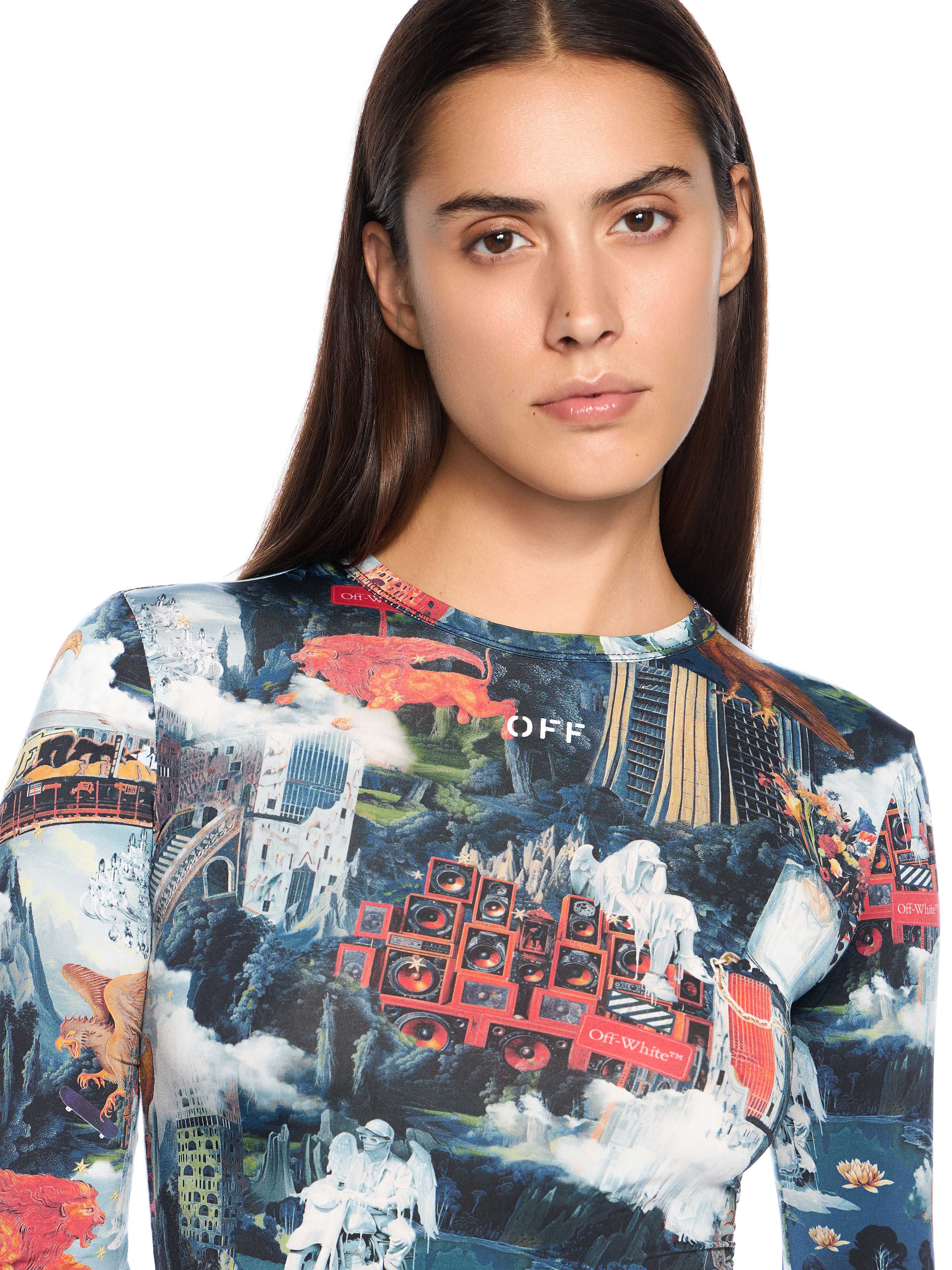 OFF WHITE World Paint Second Skin Crew AI PRINT-WHITE OWAD136F25JER001