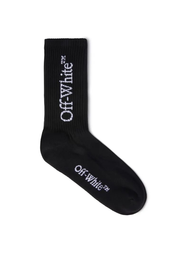 OFF WHITE Calzini Neri Medi Con Logo Bookish NERO OMRA085C99KNI001
