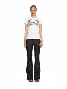 OFF WHITE Swarovski Double Eagle Slim Tee White-Black 29A00308T