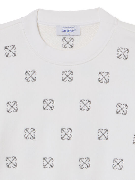 OFF WHITE Lurex Little Arrows Sweatshirt WHITE - SILVER OWBA079S25FLE004