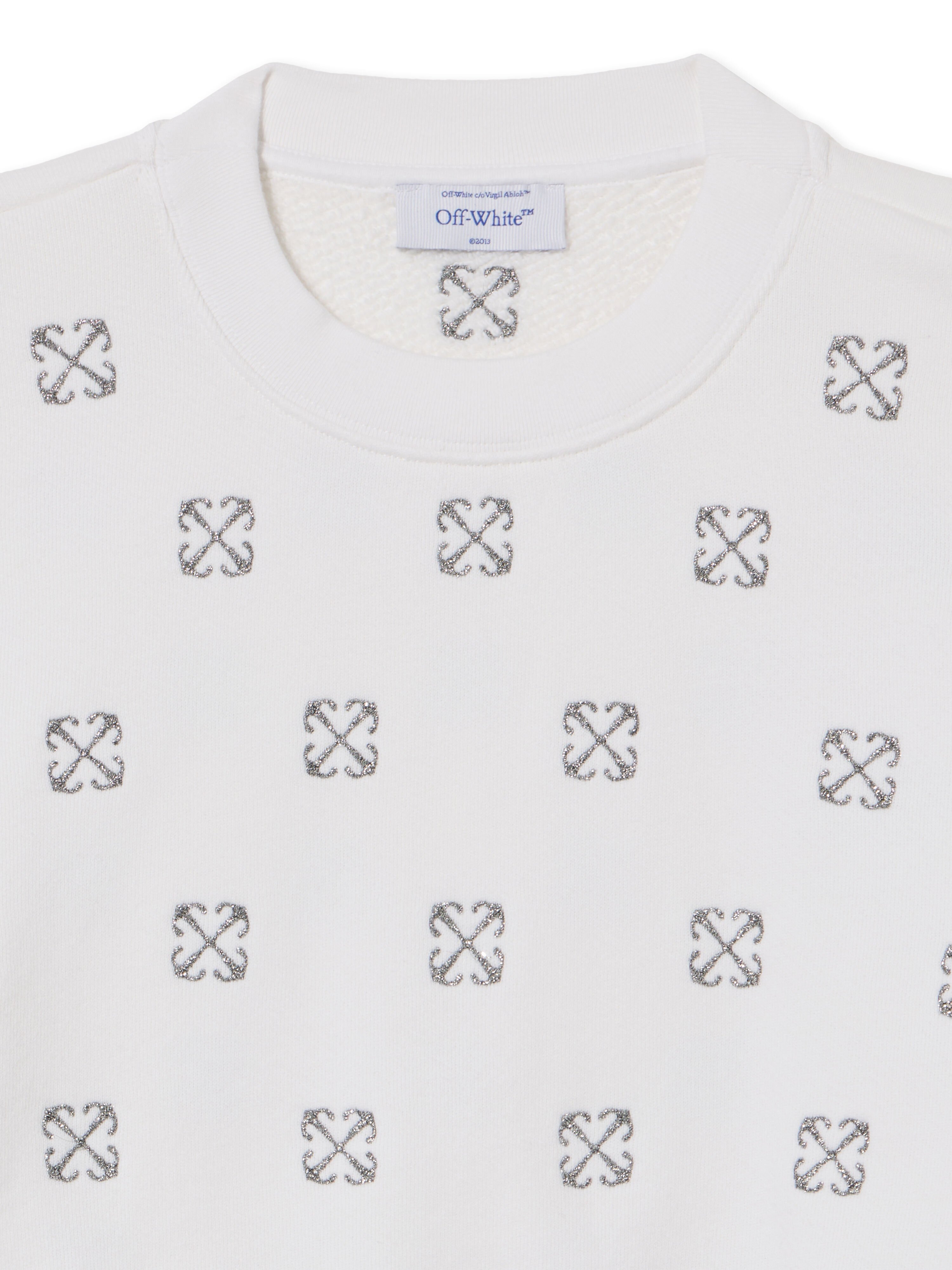 OFF WHITE Lurex Little Arrows Sweatshirt WHITE - SILVER OWBA079S25FLE004