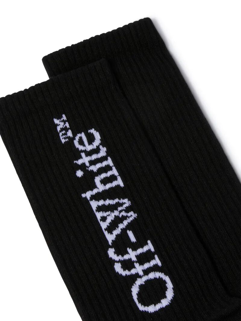 OFF WHITE Calzini Neri Medi Con Logo Bookish NERO OWRA035C99KNI001
