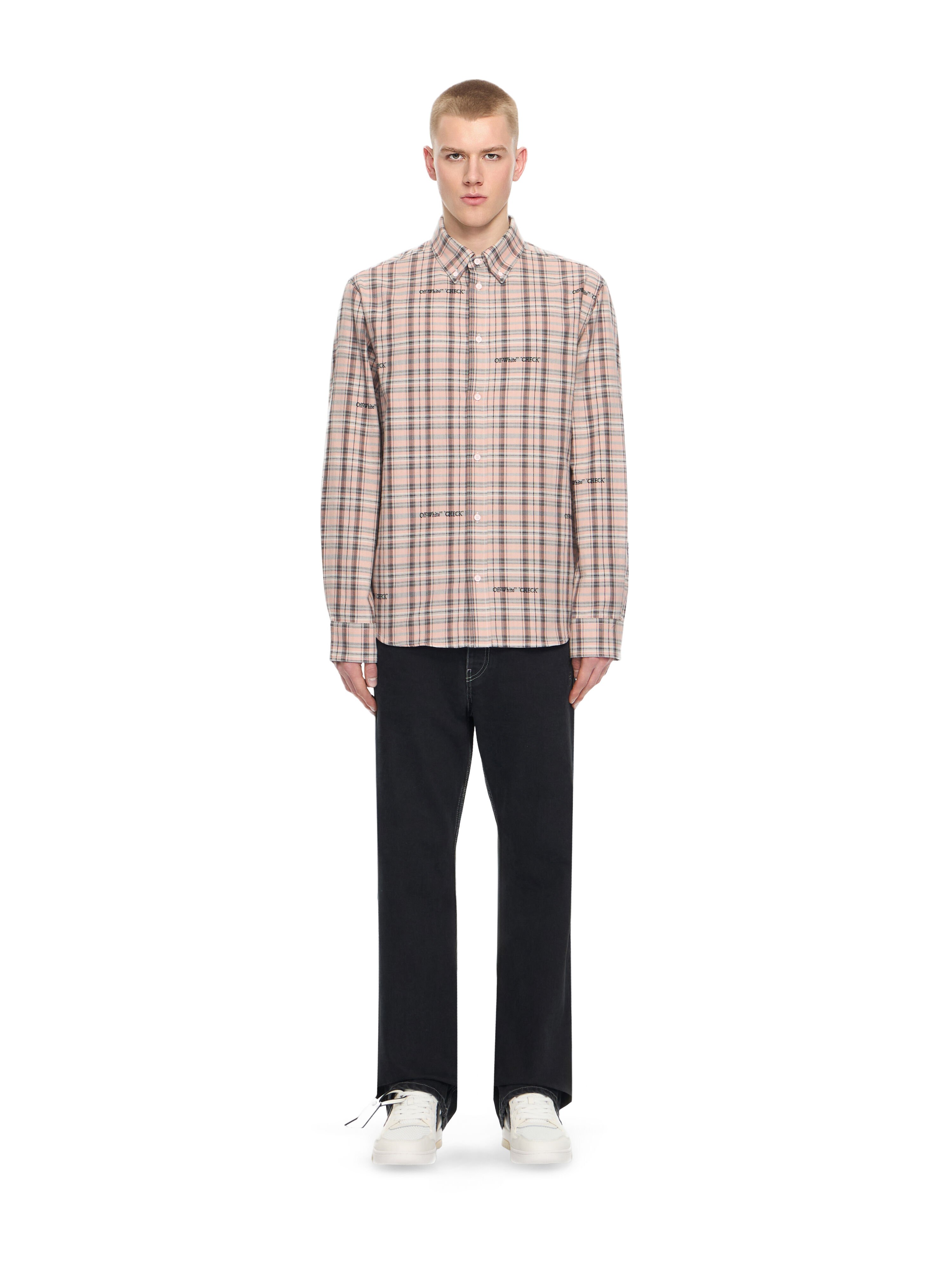 OFF WHITE Marker Check Flannel Shirt MAUVE MORN 44XGE04MS26F001