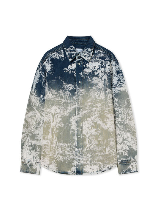 OFF WHITE City Nature Camicia di Jeans Regular OMBRE BLEACH BLUE 44MYD05YF26D004