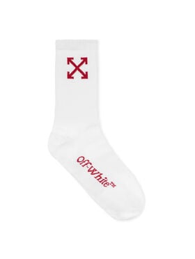 OFF WHITE Arrow Mid Calf Socks WHITE - STRAWBERRY RED OMRA080F25KNI001