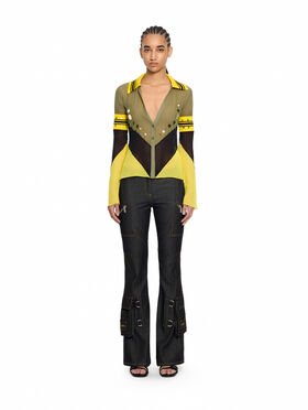 OFF WHITE Geo Mirror Rib Col Block Shirt Mayfly Blazing Yellow 29B00273T