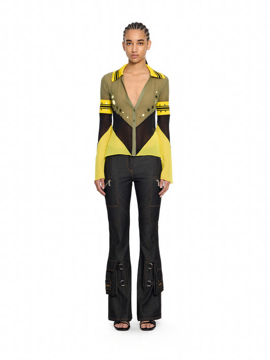 OFF WHITE Geo Mirror Rib Col Block Shirt Mayfly Blazing Yellow 29B00273T