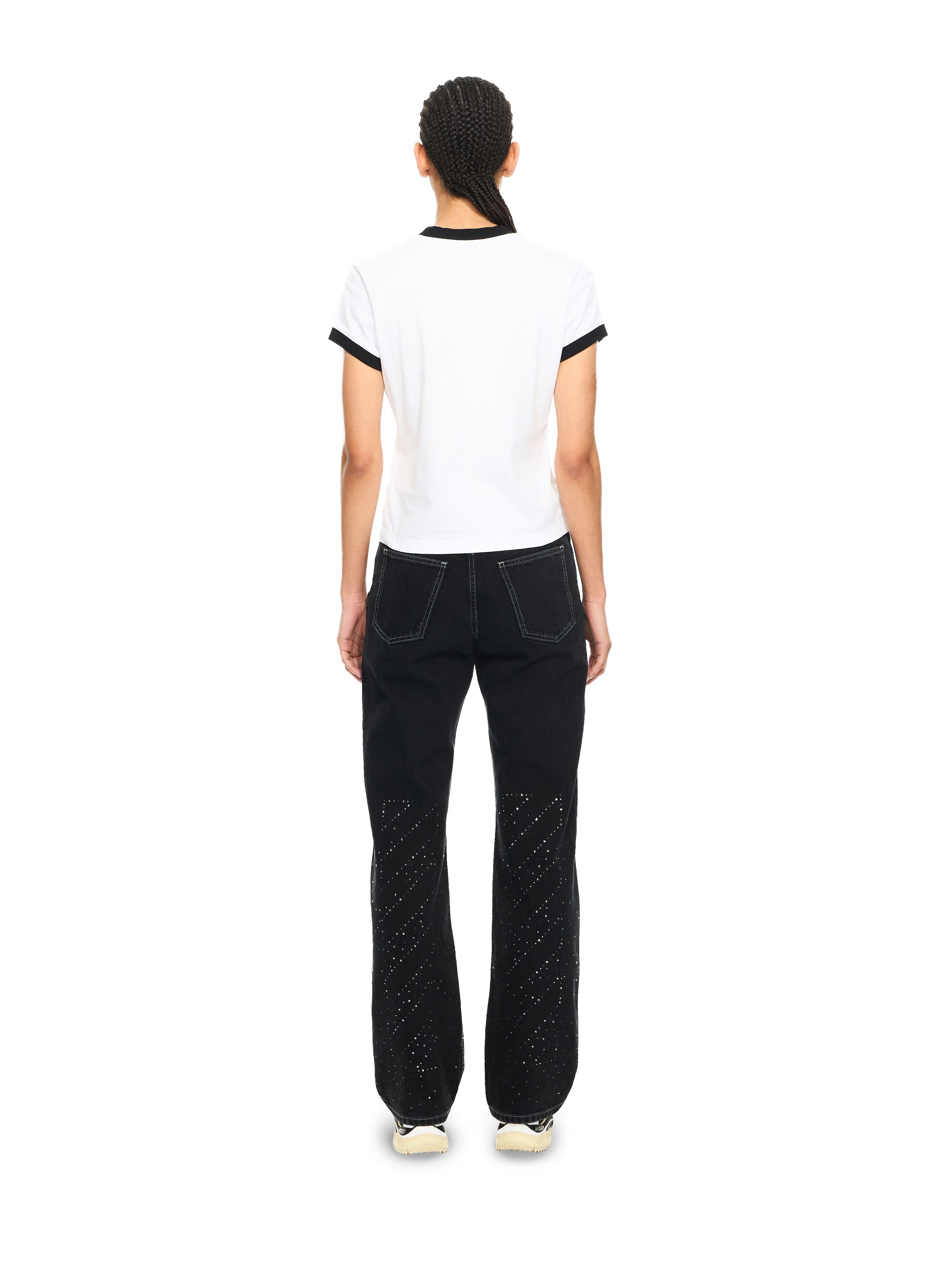 OFF WHITE OW X Swarovski Denim Susy Pants Black-White 2YA069S26DEN004