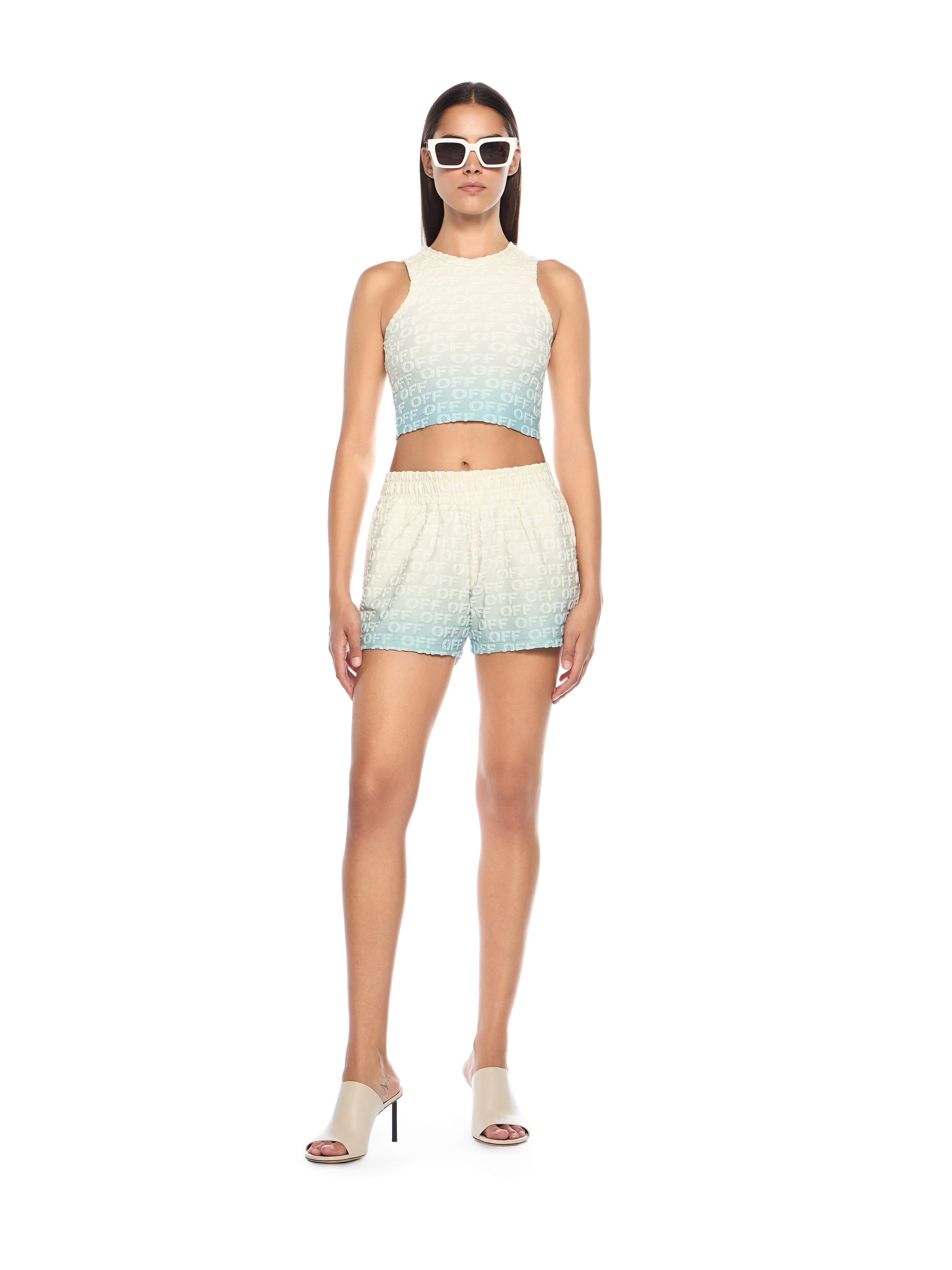 OFF WHITE Terry Gradient Shorts LIGHT BLUE - BEIGE OWCB05AT25JER001