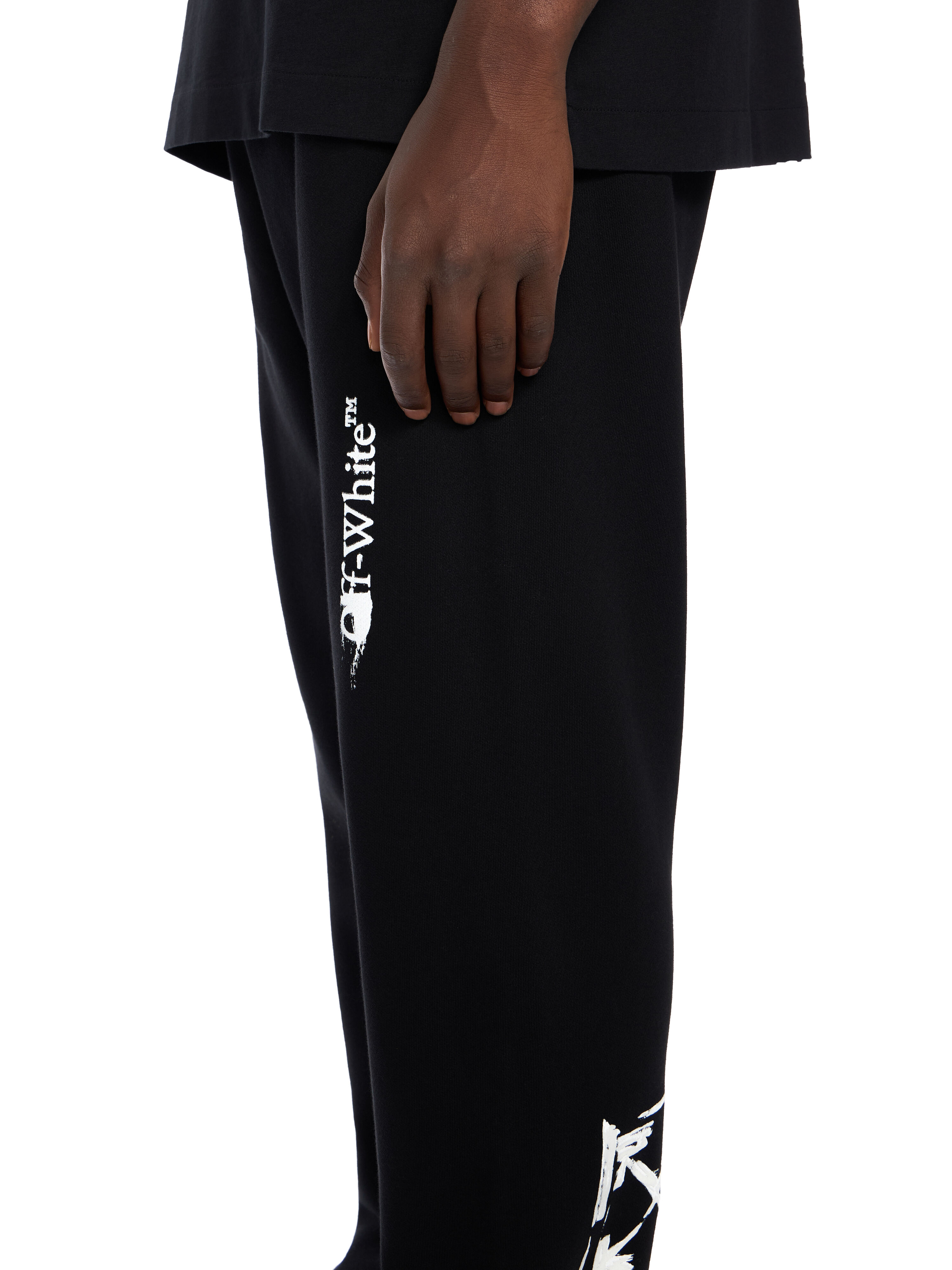 OFF WHITE Ink Arrow Cuffed Sweatpants BLACK - WHITE OMCH057F25FLE002