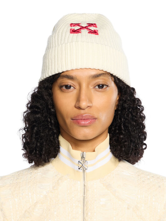 OFF WHITE Arrow Classic Beanie CREAM - FUCHSIA OWLC017F25KNI002
