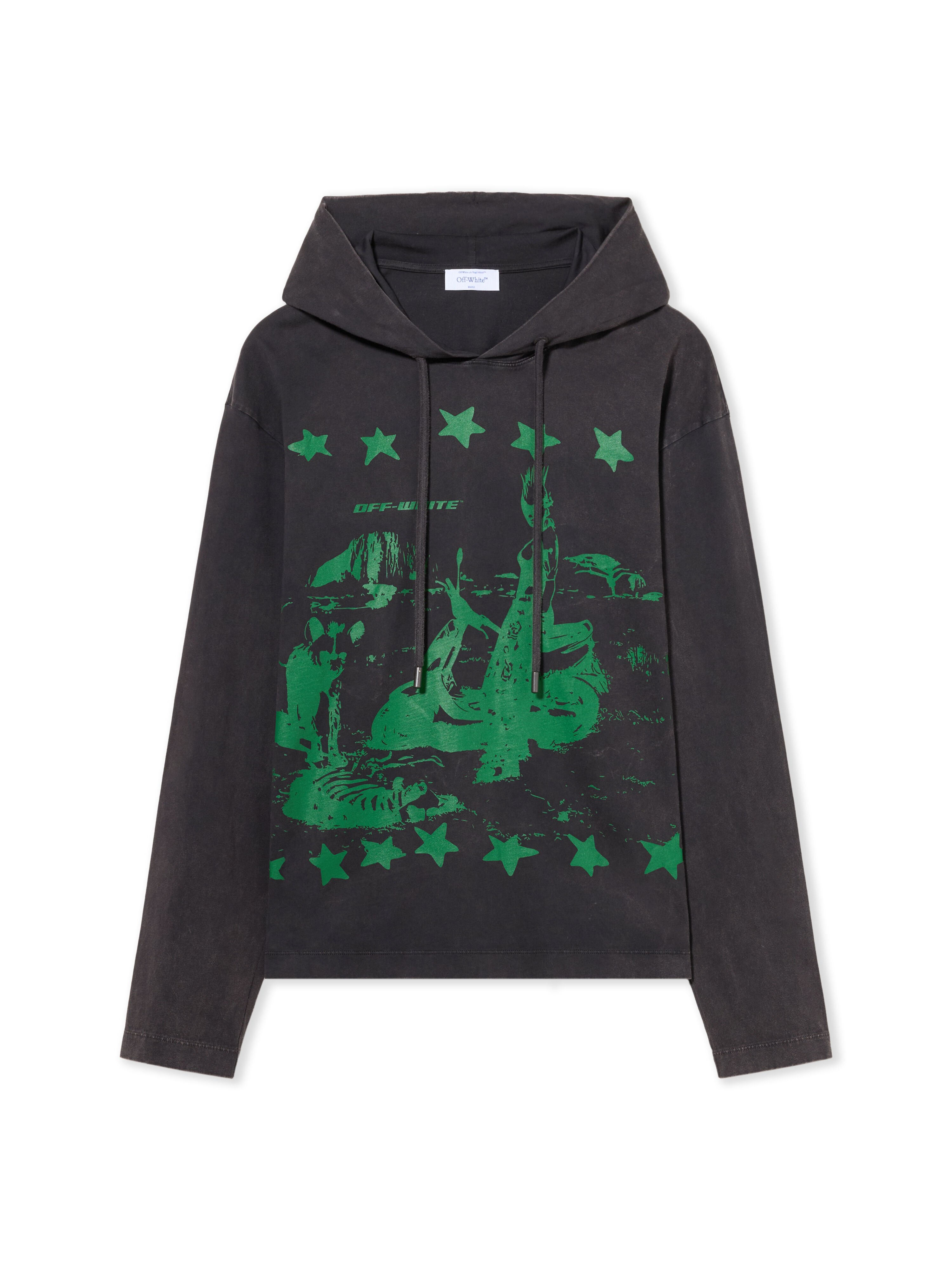 OFF WHITE Desert 90s Hooded Long-Sleeve T-shirt VINTAGE BLACK - GREEN OMAB09DW25JER001