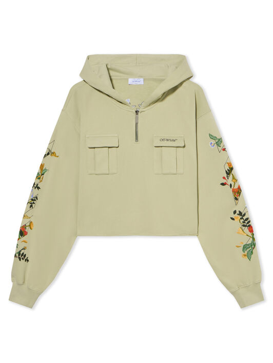 OFF WHITE Bookish Flowers Pkt Crop Hood ALFALFA-BLACK OWBB06BF25FLE001