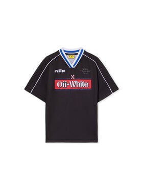 OFF WHITE Soccer Track Tee BLACK - WHITE OBAA018F25JER001