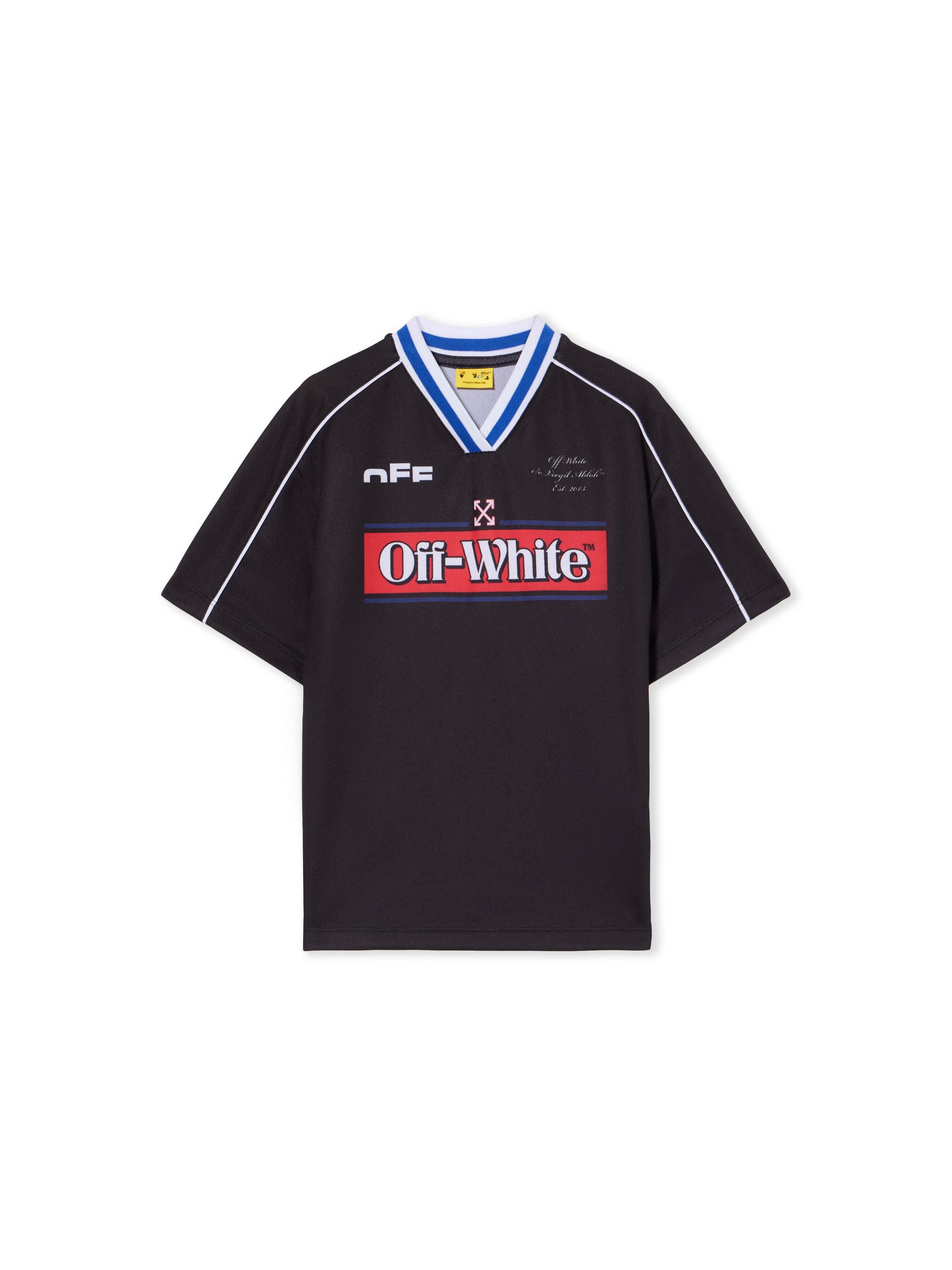 OFF WHITE Soccer Track Tee BLACK - WHITE OBAA018F25JER001