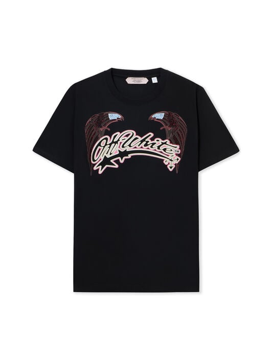 OFF WHITE Swarovski Double Eagle Slim T-shirt BLACK 44MAA027Z26J008
