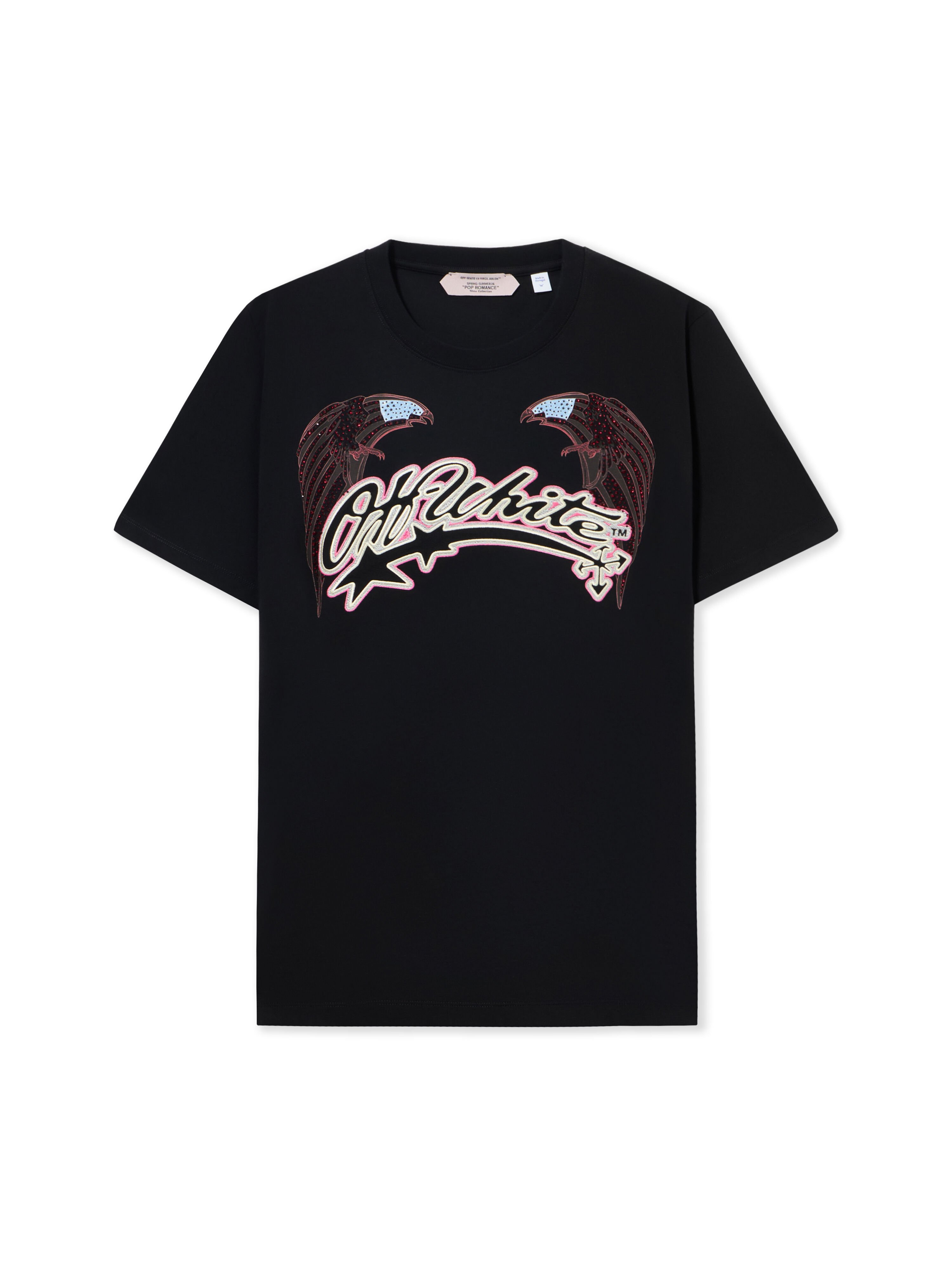 OFF WHITE Swarovski Double Eagle Slim T-shirt BLACK 44MAA027Z26J008