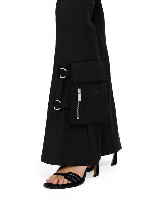 OFF WHITE Wool Pkt Belt Flare Pants Black-Black 2LH00268G