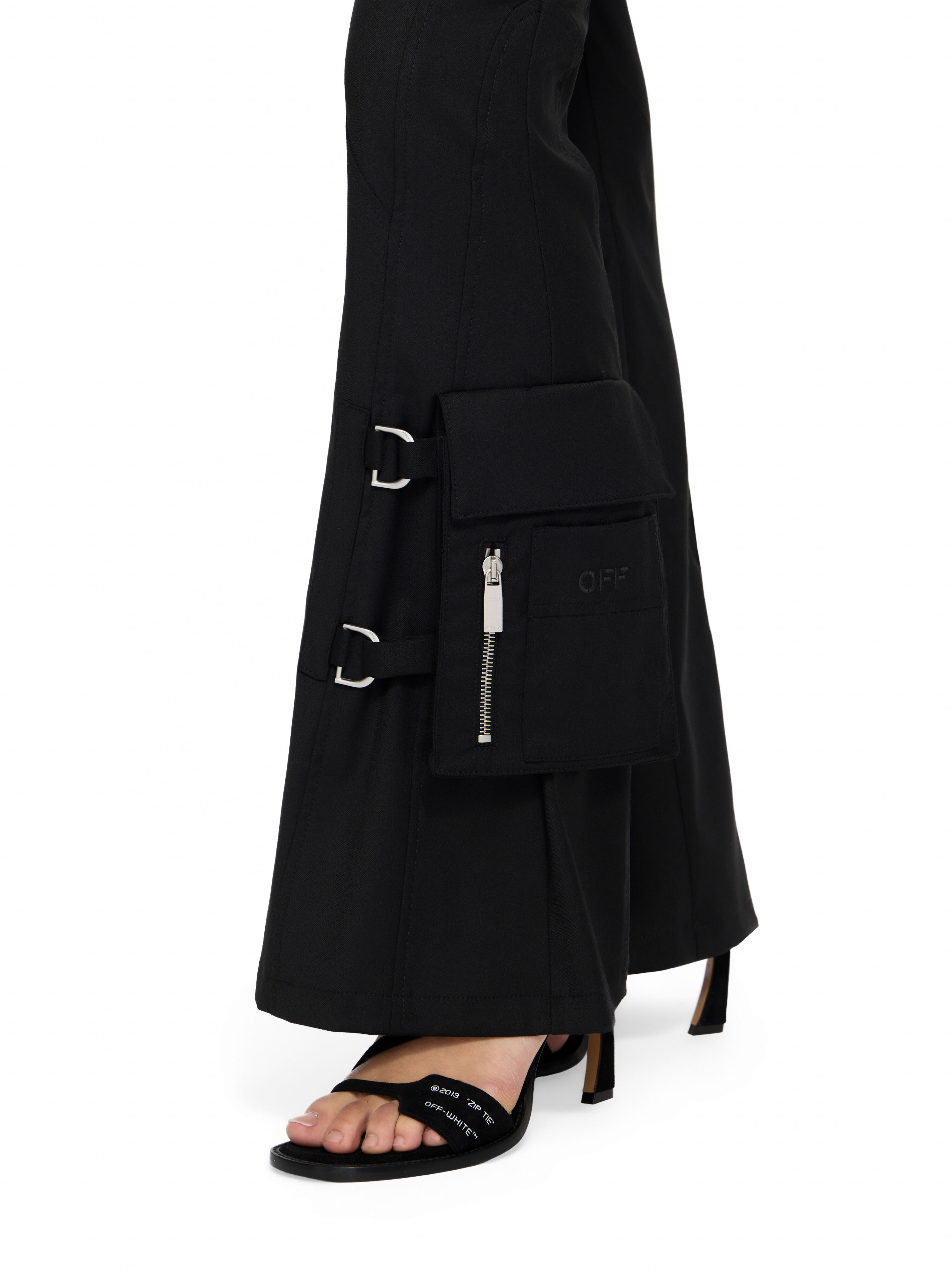 OFF WHITE Wool Pkt Belt Flare Pants Black-Black 2LH00268G