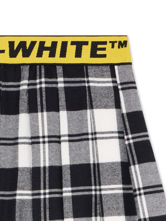 OFF WHITE Logo Industrial Plaid Skirt BLACK - YELLOW OGCC02AF25FAB001