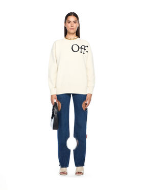 OFF WHITE Bookish Logo Knit Sweater WHITE - BLACK OWHE10OF25KNI002