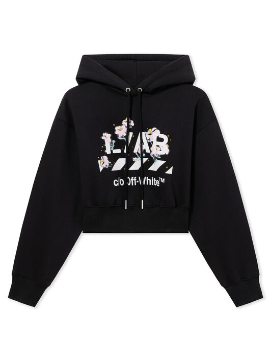 LAB L/AB Crystal Embellished Cropped Hoodie Black Night LABF2639B00102T