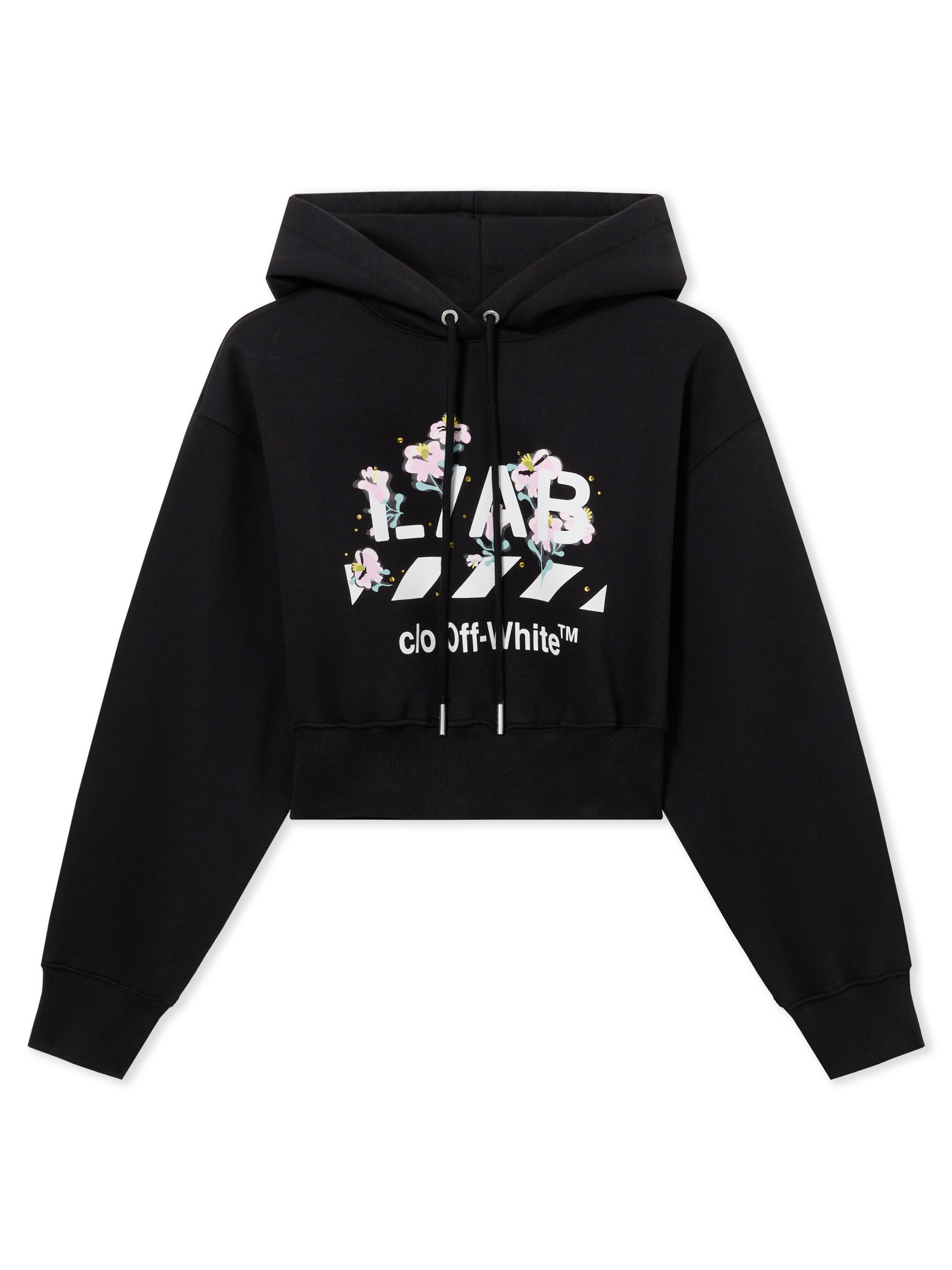 LAB L/AB Crystal Embellished Cropped Hoodie Black Night LABF2639B00102T