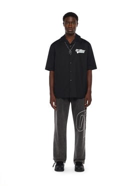 OFF WHITE Tape Logo Bowling Shirt BLACK - WHITE OMGG01FF25FAB003