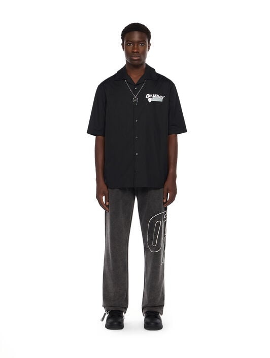 Tape Logo Bowling Shirt OFF WHITE Tape Logo Bowling Shirt BLACK - WHITE OMGG01FF25FAB003